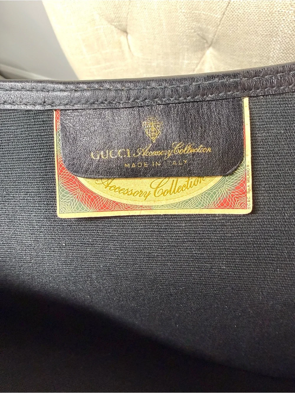 Gucci authentic black monogram canvas tote bag red green ribbon handles